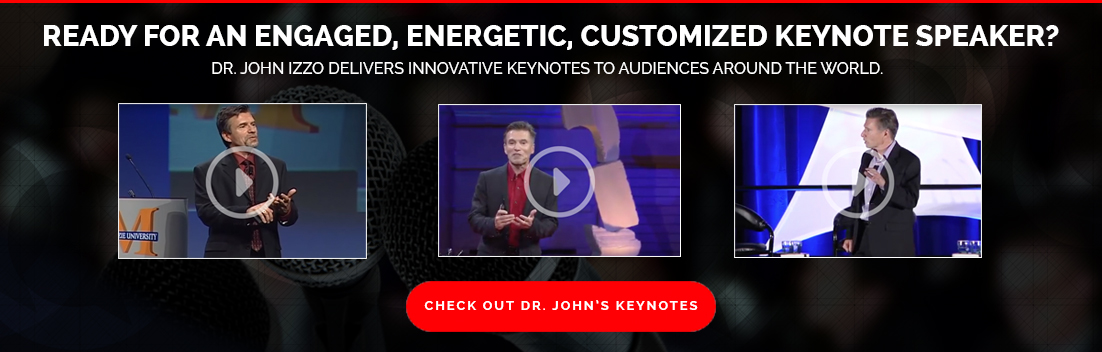 Dr. John Izzo's keynotes are customized to specific topics like employee engagement.